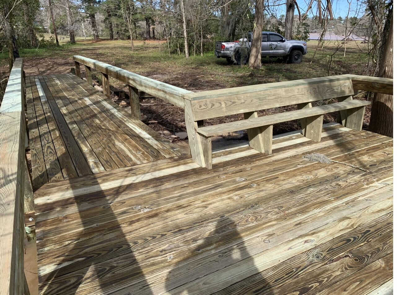 Poured concrete and timber waterfront access structure, SC