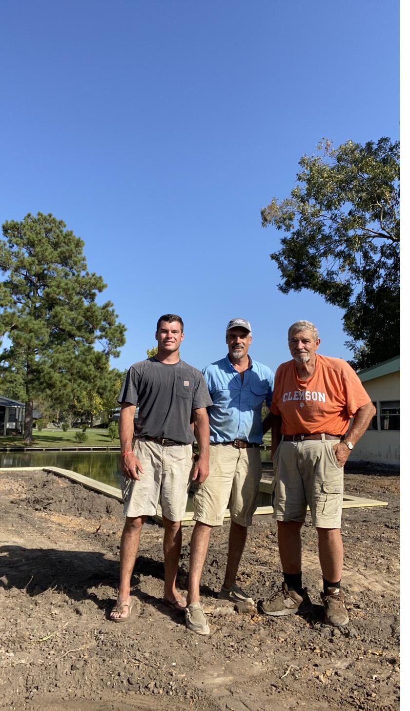 Eutaw Construction crew at a finished dock on Lake Marion, SC